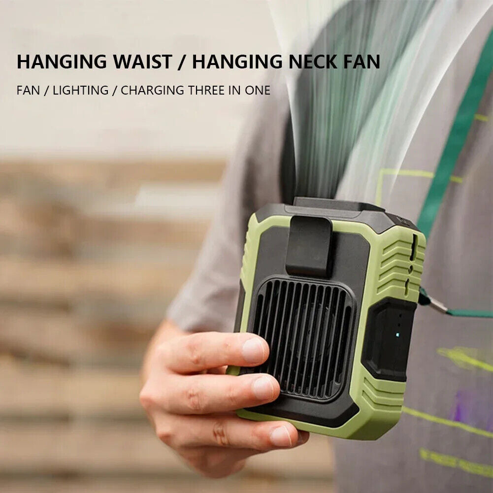 Stay Cool Anywhere: Rechargeable Portable Waist Clip Fan with Power Bank功能