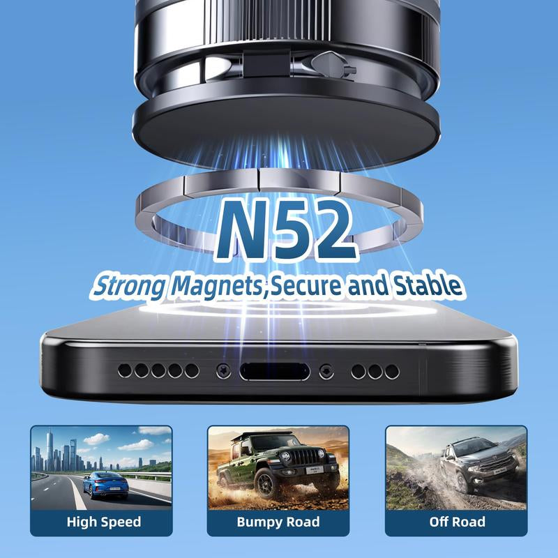 Revolutionary Magnetic 360° Car Phone Holder with MagSafe – Ultimate Suction Cup Mount for All Smartphones, Compatible with iPhone 16/15/14/13/12 for Hands-Free Navigation!