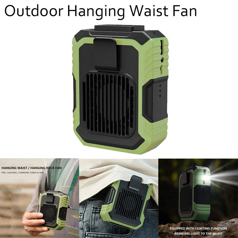Stay Cool Anywhere: Rechargeable Portable Waist Clip Fan with Power Bank功能