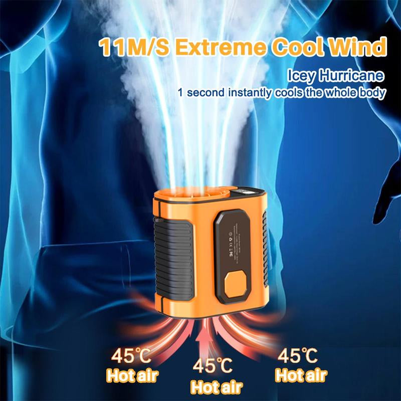 Portable Fan, USB Rechargeable Handheld Fan Portable Waist Cooling Fan with Waist Clip & LED Lights & Power Display, Waist Clip on Fan, Battery Powered Fans with 10-Speed for Outdoor & Indoor, Portable Waist Fan, Travel Essentials for Camping