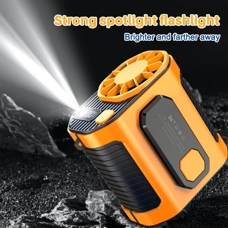 Portable Fan, USB Rechargeable Handheld Fan Portable Waist Cooling Fan with Waist Clip & LED Lights & Power Display, Waist Clip on Fan, Battery Powered Fans with 10-Speed for Outdoor & Indoor, Portable Waist Fan, Travel Essentials for Camping