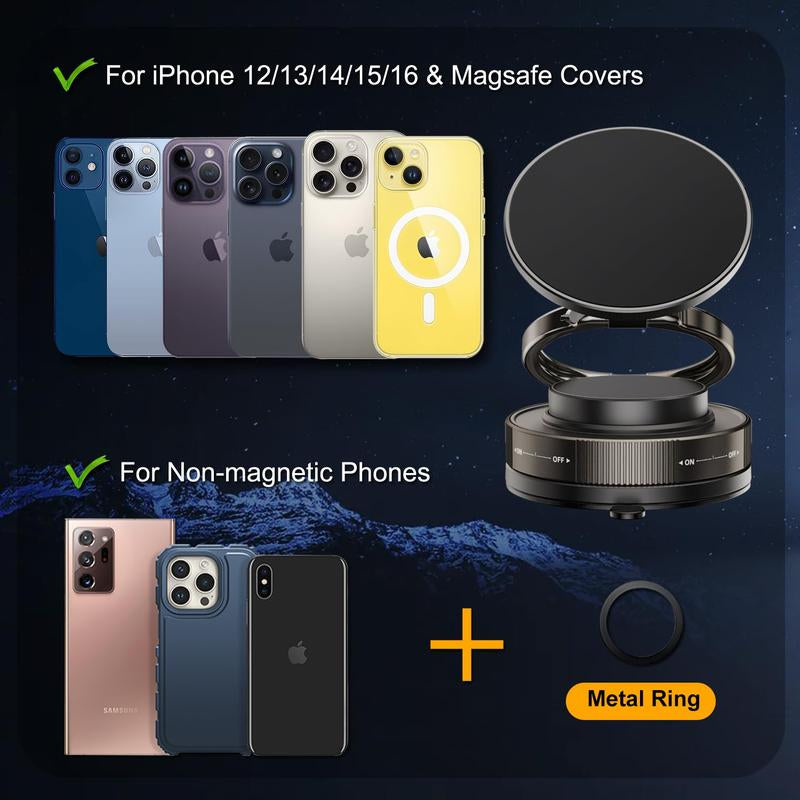 Revolutionary Magnetic 360° Car Phone Holder with MagSafe – Ultimate Suction Cup Mount for All Smartphones, Compatible with iPhone 16/15/14/13/12 for Hands-Free Navigation!