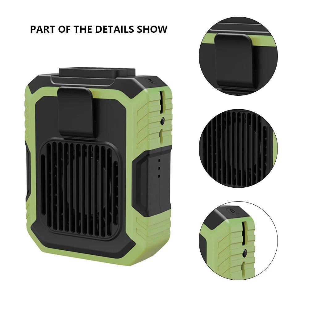 Stay Cool Anywhere: Rechargeable Portable Waist Clip Fan with Power Bank功能