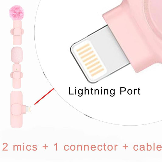 2 Pcs Mini Professional Wireless Lavalier Lapel Microphone + Silicone Phone Sticky Grip for Iphone, Android, Ipad - for Video Audio Smartphone.
