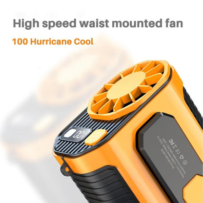 Portable Fan, USB Rechargeable Handheld Fan Portable Waist Cooling Fan with Waist Clip & LED Lights & Power Display, Waist Clip on Fan, Battery Powered Fans with 10-Speed for Outdoor & Indoor, Portable Waist Fan, Travel Essentials for Camping