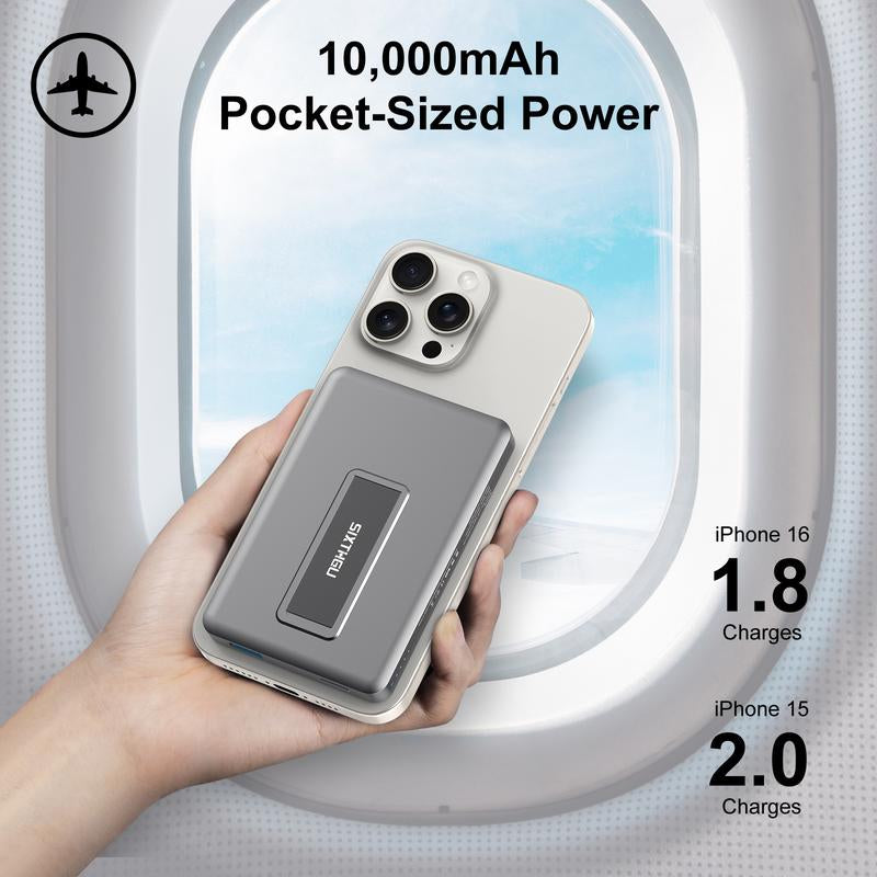 Compact Foldable Magnetic Power Bank for Magsafe, 10000Mah Wireless Charger with Stand, Folding Chargeable 22.5W Fast Charging for Iphone, Smartphone