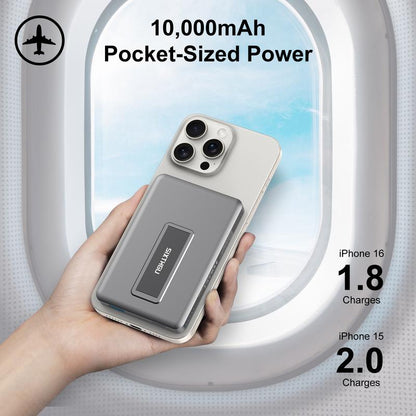 Compact Foldable Magnetic Power Bank for Magsafe, 10000Mah Wireless Charger with Stand, Folding Chargeable 22.5W Fast Charging for Iphone, Smartphone