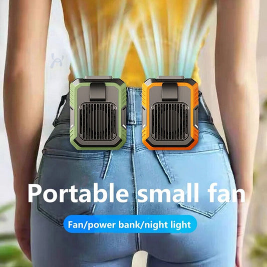 Stay Cool Anywhere: Rechargeable Portable Waist Clip Fan with Power Bank功能