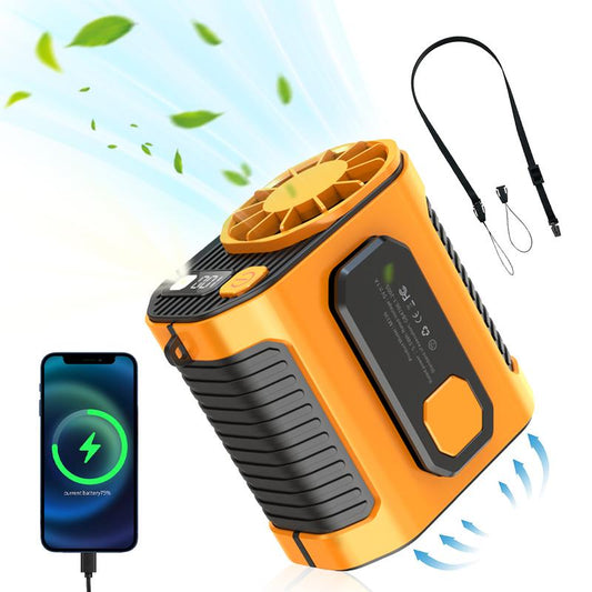Portable Fan, USB Rechargeable Handheld Fan Portable Waist Cooling Fan with Waist Clip & LED Lights & Power Display, Waist Clip on Fan, Battery Powered Fans with 10-Speed for Outdoor & Indoor, Portable Waist Fan, Travel Essentials for Camping